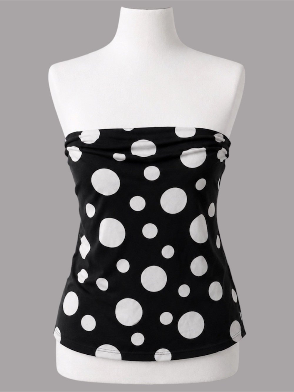 K TOO Black & White Polka Dot Strapless Tube Top